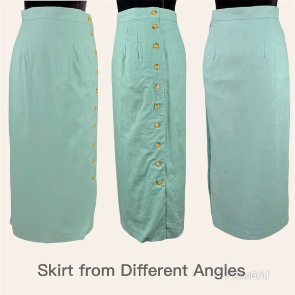 Vintage Linen Suit Mint Green Size 8 - Picture 3 of 13